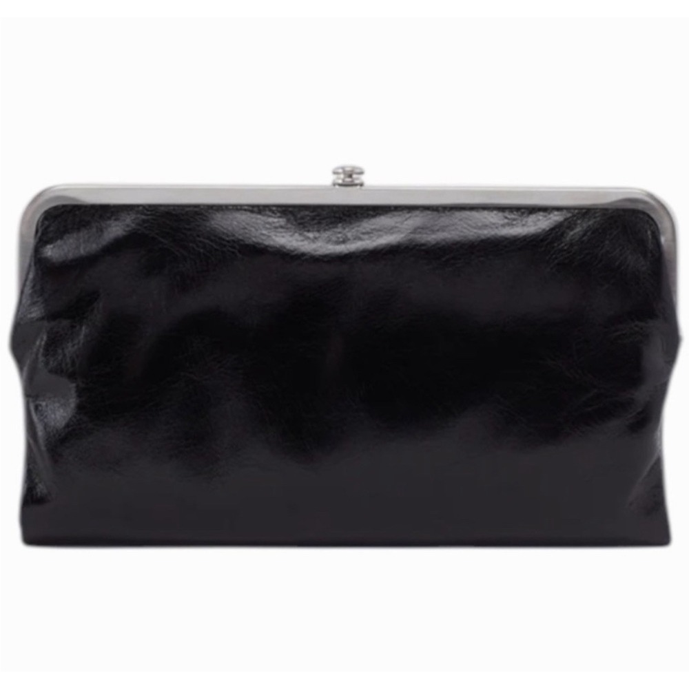 Hobo International Black Kiss Lock Women's Wallet wristlet - Paisley Interior ID - Picture 3 of 7